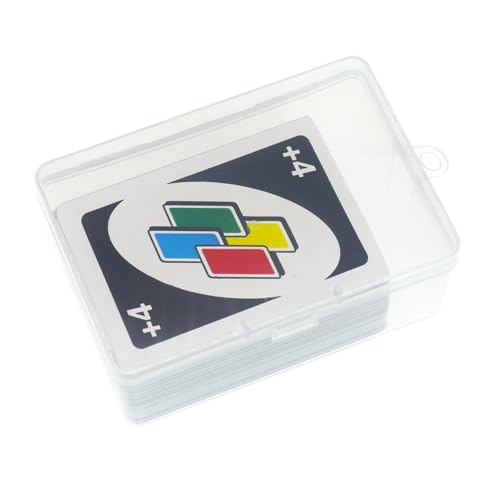Cwdew 4-Pack Clear Plastic UNO Card Case – Holds 112 Cards, Snap Closure, Travel Storage Box
