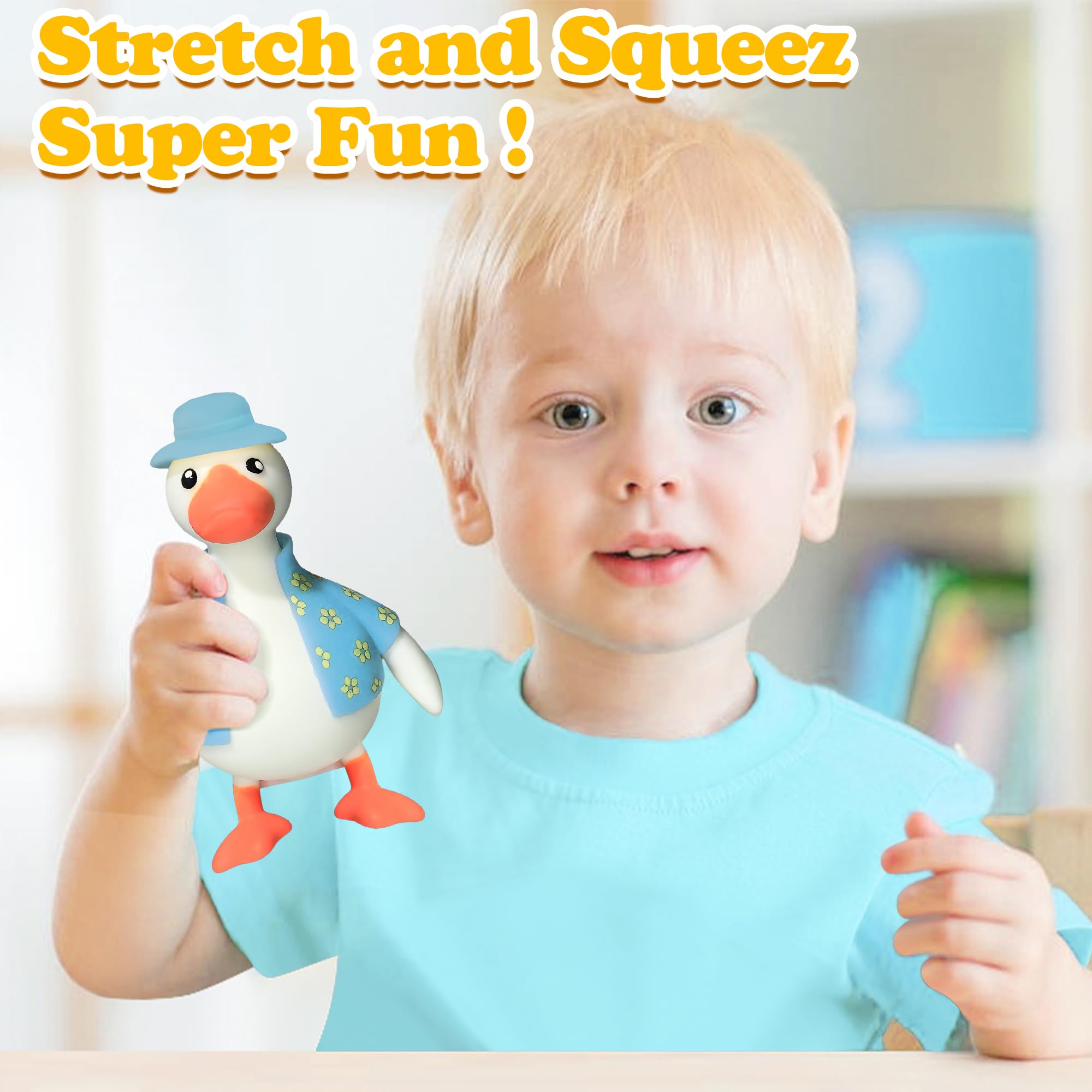 CWTRAY Duck Squishy Squeeze Toy – Soft Sensory Fidget Stress Relief with Blue Jacket and Hat