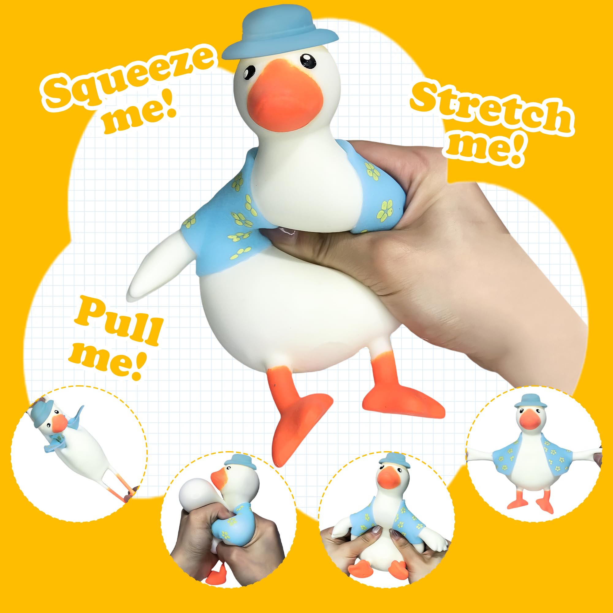 CWTRAY Duck Squishy Squeeze Toy – Soft Sensory Fidget Stress Relief with Blue Jacket and Hat