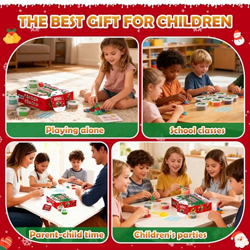 CyaJm Air Dry Clay Christmas Kit – 12 Non-Toxic Festive Clay Packs with Tools & Guide for Kids Ages 3+