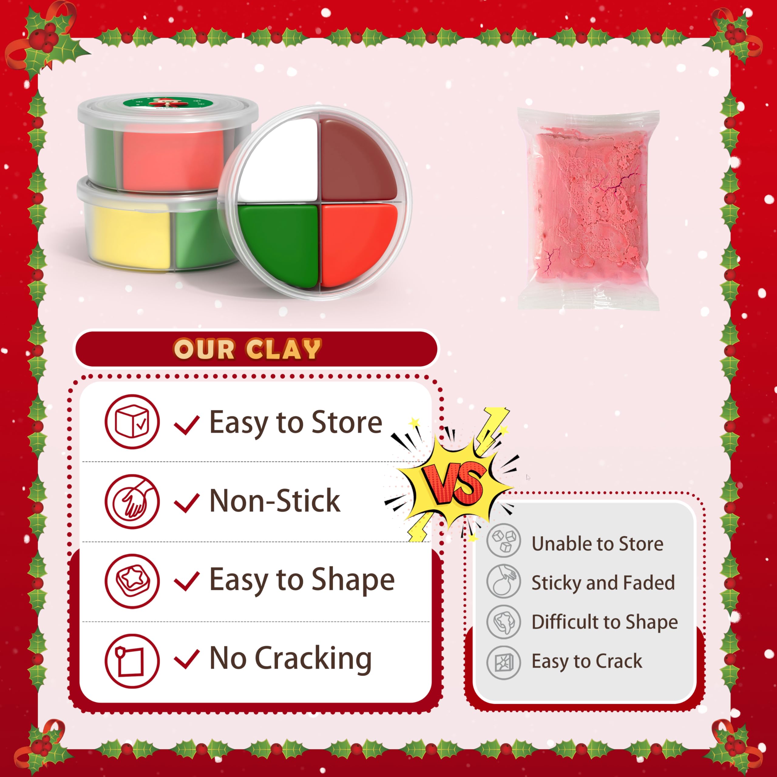 CyaJm Air Dry Clay Christmas Kit – 12 Non-Toxic Festive Clay Packs with Tools & Guide for Kids Ages 3+
