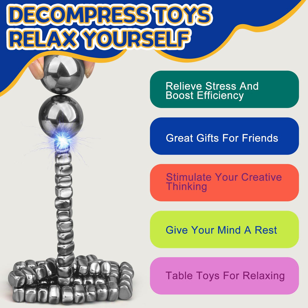 Cybemaga Magnetic Putty Set with Ferrite Stones & Magnet Balls – Fidget Desk Toy for Adults