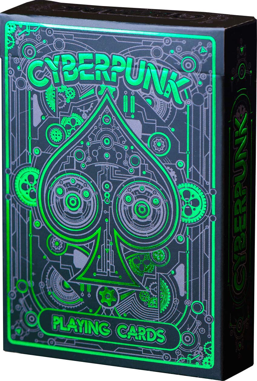 Cyberpunk Green Cardistry Deck – White Cyberpunk Playing Cards with e-Book, Poker Size