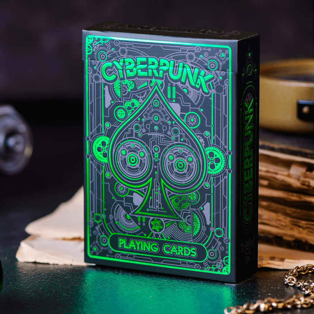 Cyberpunk Green Cardistry Deck – White Cyberpunk Playing Cards with e-Book, Poker Size