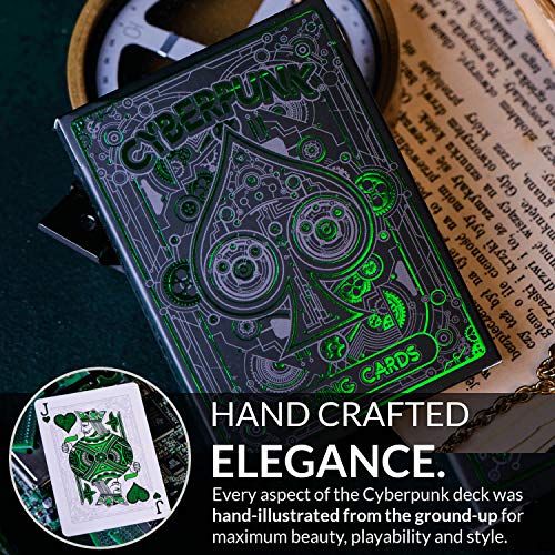 Cyberpunk Green Cardistry Deck – White Cyberpunk Playing Cards with e-Book, Poker Size