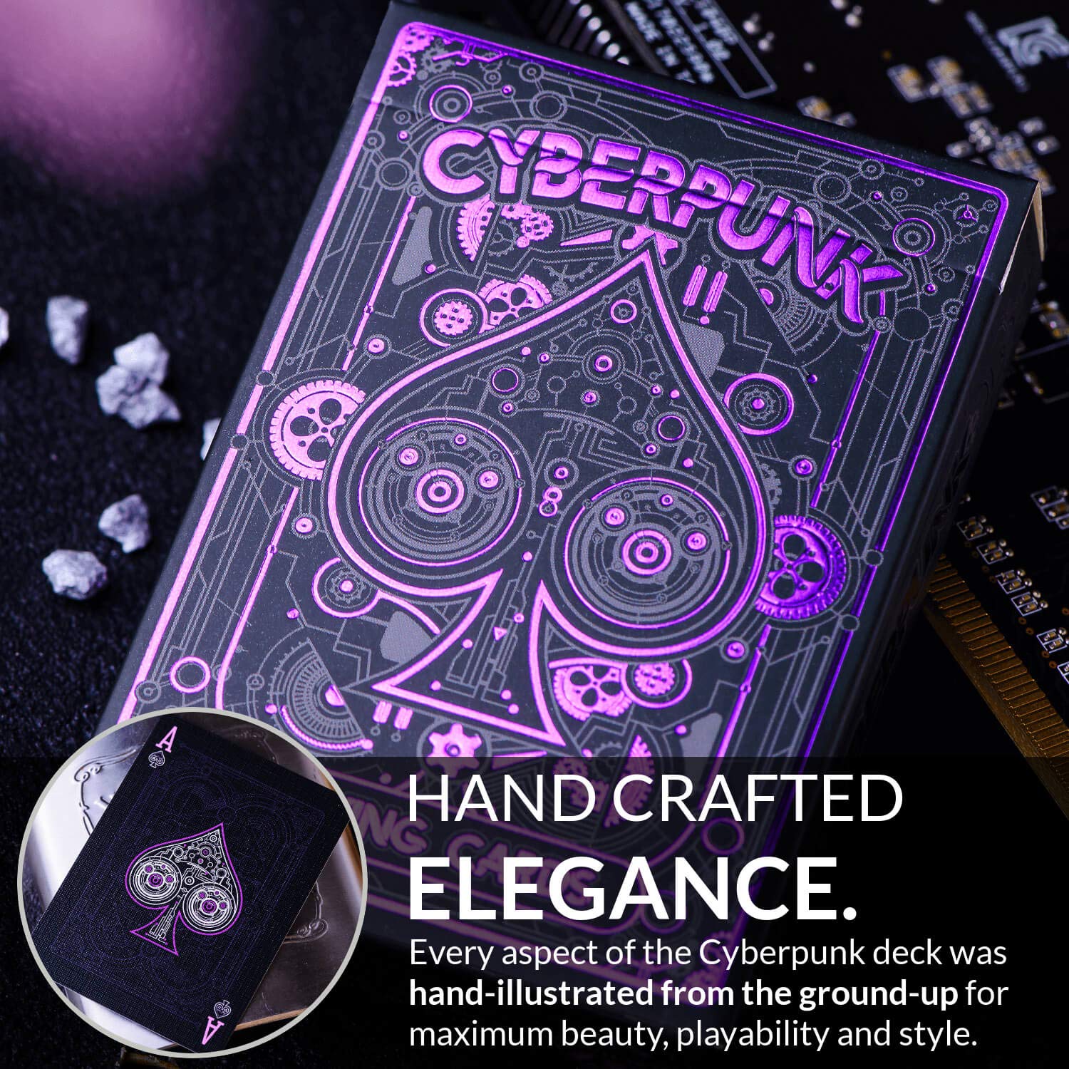 Cyberpunk Purple Playing Cards – Futuristic Casino-Grade Deck with Tutorial E-Book