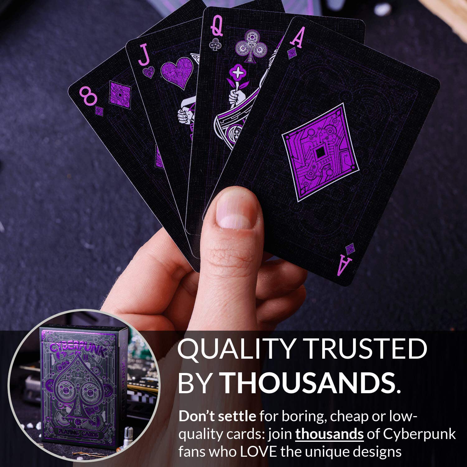 Cyberpunk Purple Playing Cards – Futuristic Casino-Grade Deck with Tutorial E-Book