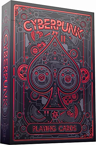 Cyberpunk Red Playing Cards – Hand-Drawn Futuristic Deck with E-Book, Poker Size 2.5" x 3.5"
