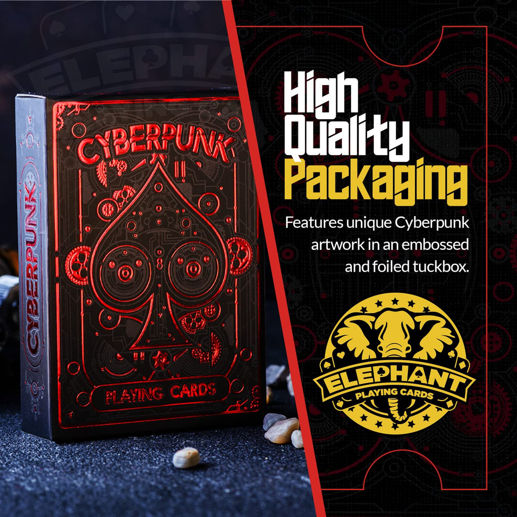 Cyberpunk Red Playing Cards – Hand-Drawn Futuristic Deck with E-Book, Poker Size 2.5" x 3.5"