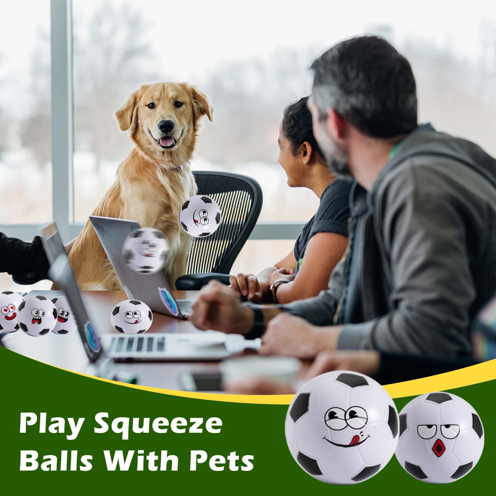 CYCLESCRUX 12-Pack Mini Soccer Stress Balls with 6 Silly Faces - 1.57 Inch Squishy Toys for Parties, Classroom Prizes, and Stress Relief