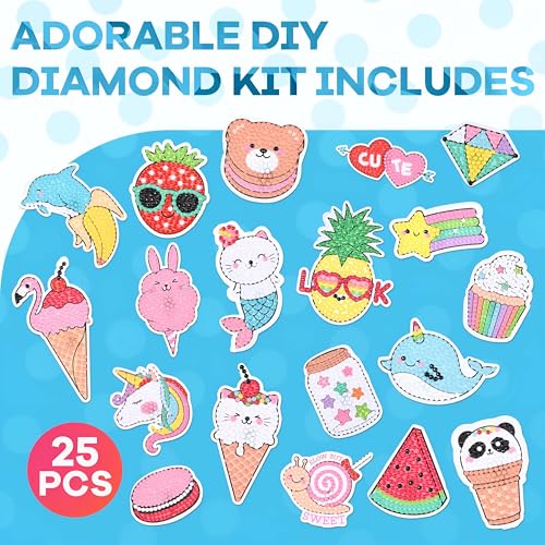 Cymbana 5D Diamond Painting Stickers Kit for Kids – 25 Sheets with Unicorn, Mermaid & Cat Designs