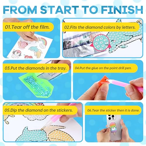Cymbana 5D Diamond Painting Stickers Kit for Kids – 25 Sheets with Unicorn, Mermaid & Cat Designs