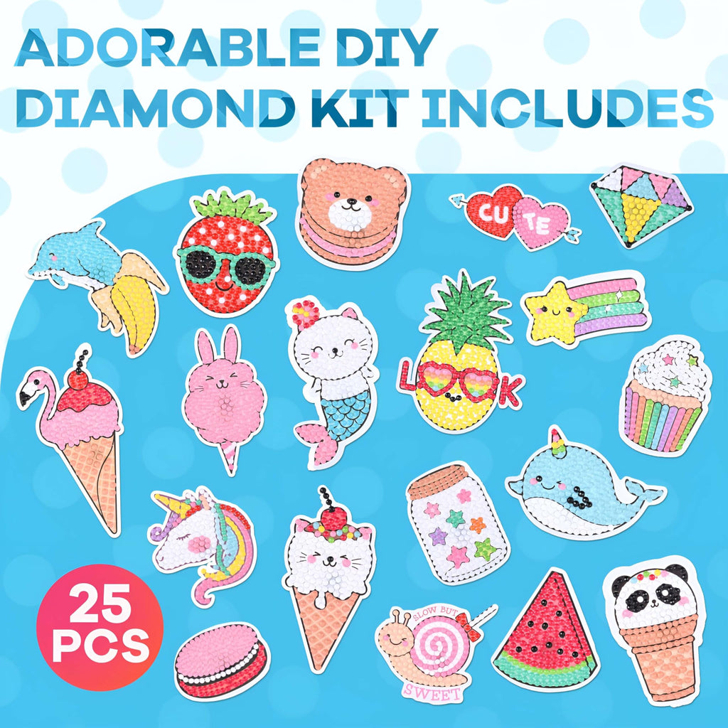 Cymbana 5D Diamond Painting Stickers Kit for Kids – 25 Sheets with Unicorn, Mermaid & Cat Designs