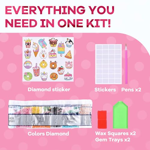 Cymbana Diamond Painting Kit for Kids – 20 Dessert-Themed Stickers with Princess & Animal Designs