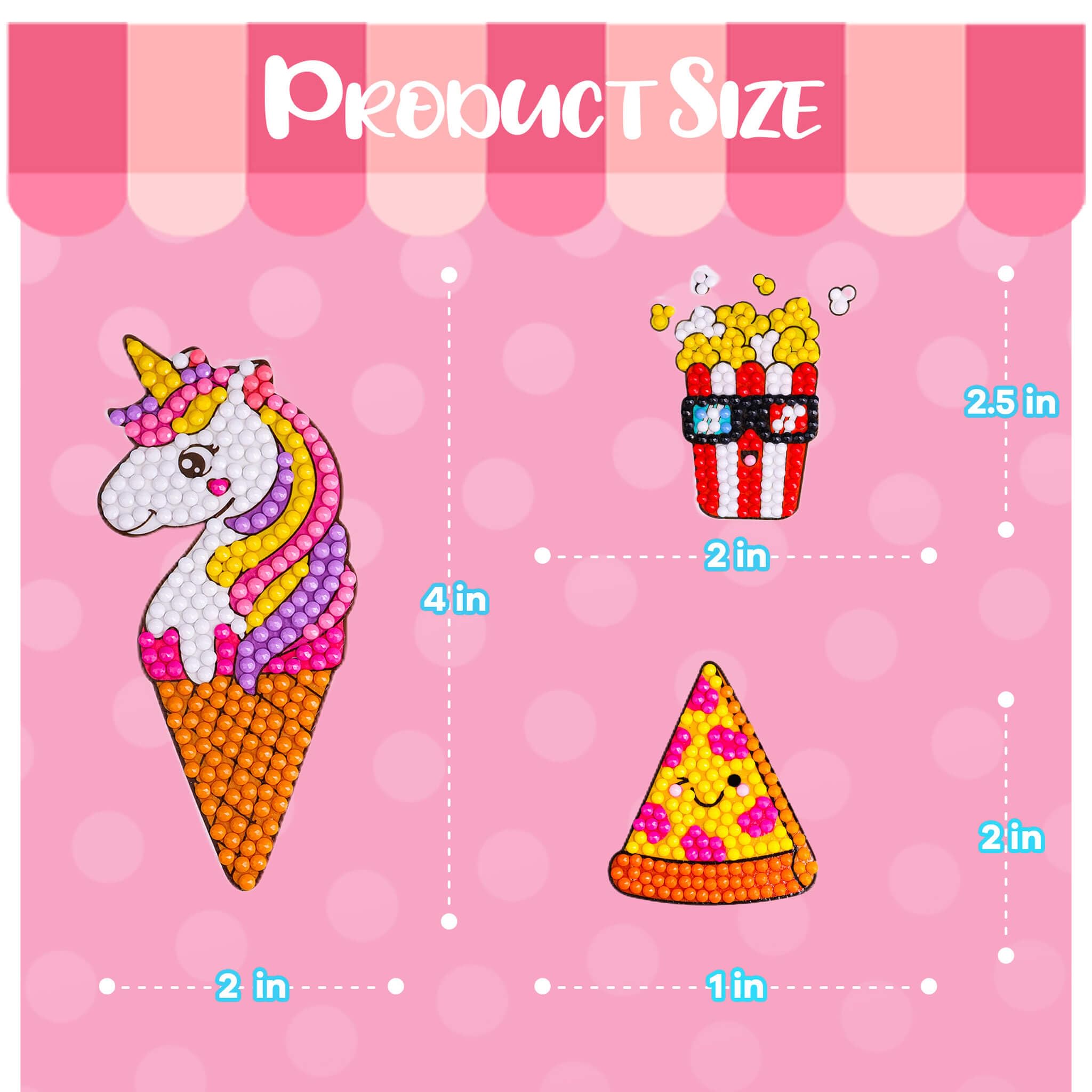 Cymbana Diamond Painting Kit for Kids – 20 Dessert-Themed Stickers with Princess & Animal Designs
