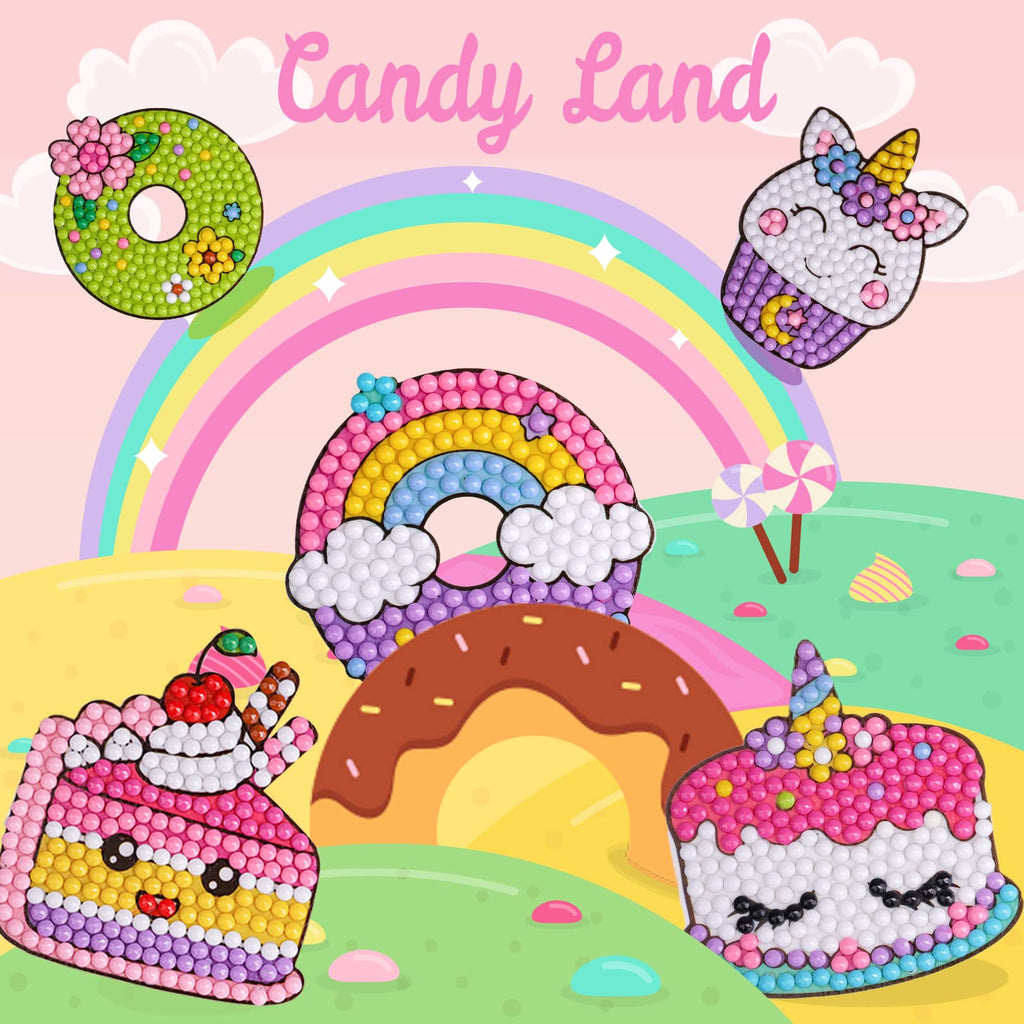 Cymbana Diamond Painting Kit for Kids – 20 Dessert-Themed Stickers with Princess & Animal Designs