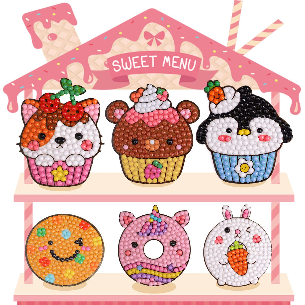 Cymbana Diamond Painting Kit for Kids – 20 Dessert-Themed Stickers with Princess & Animal Designs