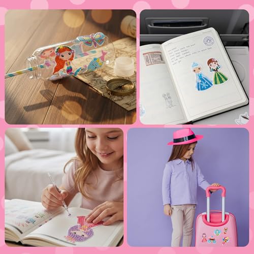 Cymbana Diamond Painting Kits for Kids 18 Pcs Princess and Their Buddy Gem Art Sticker for Kids Ages 6-8 8-12 Contains Unicorn, Mermaid