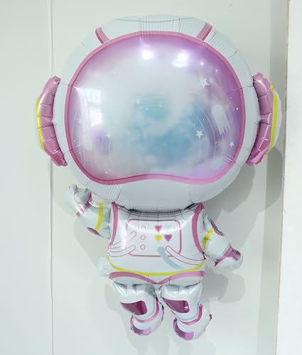CYMYLAR 8-Piece Astronaut Rocket Balloon Set for Girls - Pink Purple Space Theme Birthday Party Decorations