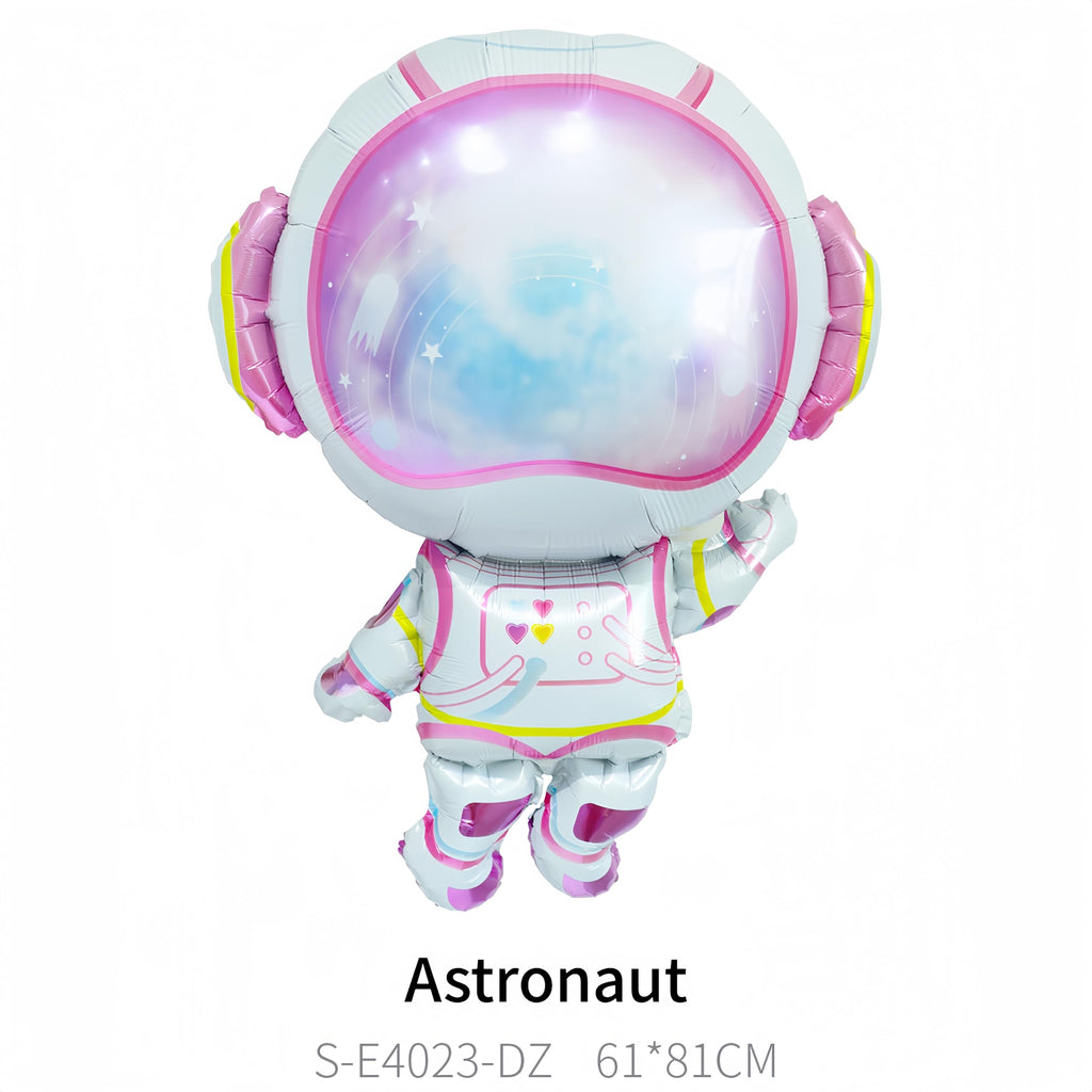 CYMYLAR 8-Piece Astronaut Rocket Balloon Set for Girls - Pink Purple Space Theme Birthday Party Decorations