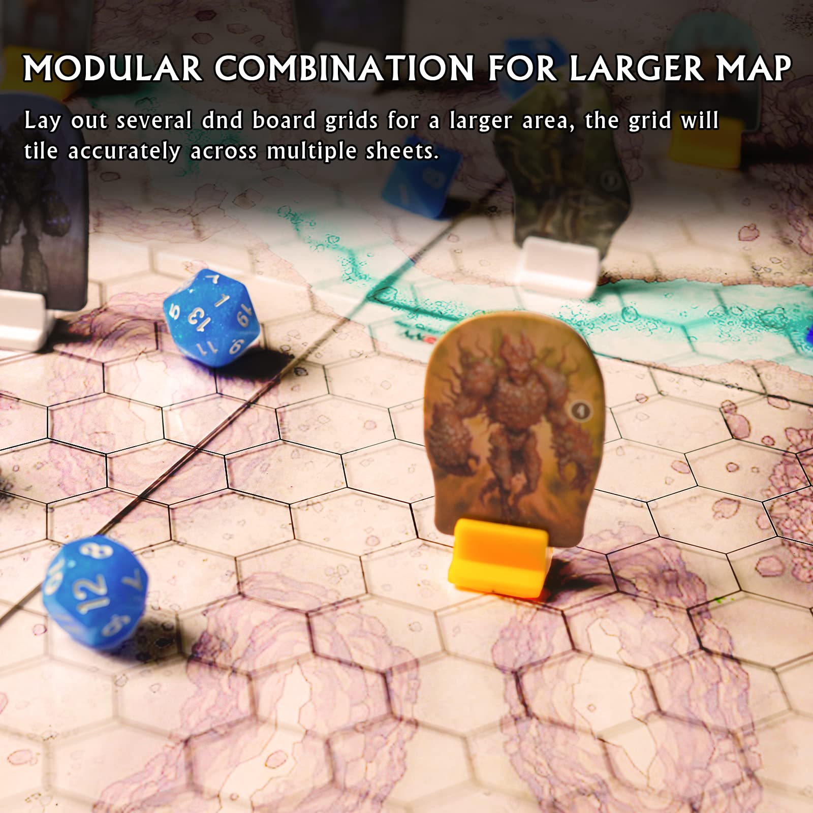 CZYY Acrylic Hex Grid Overlay Set of 2, 7x9 Inch Clear Battle Map for D&D and Pathfinder