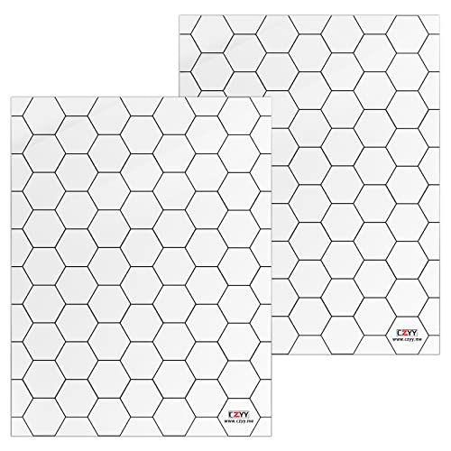 CZYY Acrylic Hex Grid Overlay Set of 2, 7x9 Inch Clear Battle Map for D&D and Pathfinder