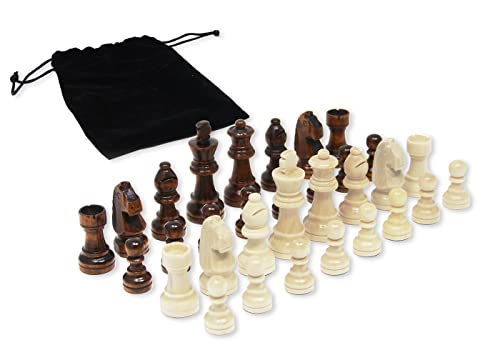 DA VINCI Staunton Solid Wood Chess Pieces – 32 Chessmen with 3 Inch King and Felt Bottoms
