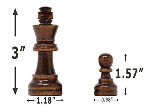 DA VINCI Staunton Solid Wood Chess Pieces – 32 Chessmen with 3 Inch King and Felt Bottoms