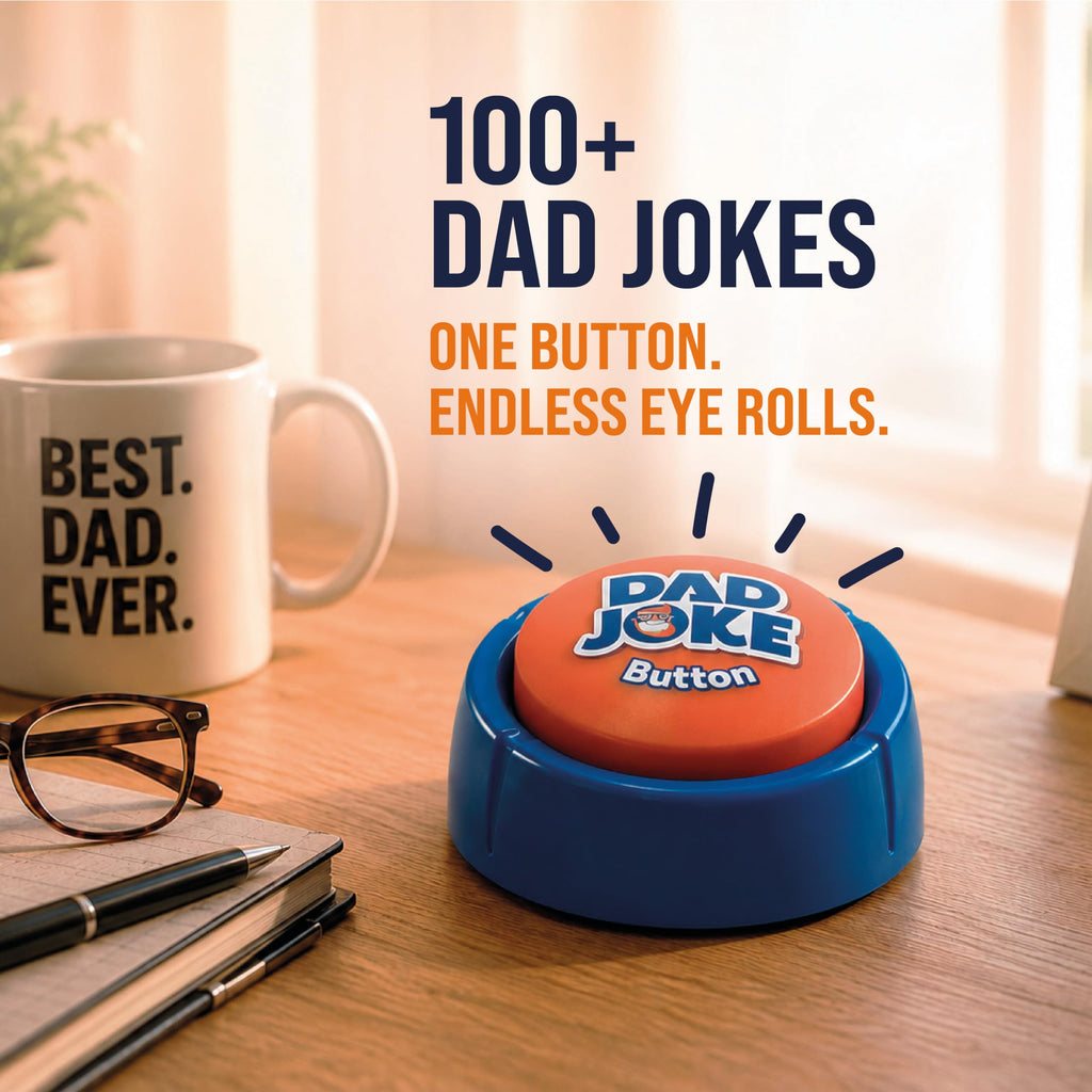 Dad Joke Button – 100+ Hilarious Pre-Loaded Jokes, Family-Friendly, Ready to Use with Batteries Included