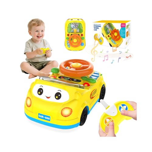 DADAPALS Toddler RC Push Car – Steering Wheel Racing Toy for Ages 1-3 (Yellow)