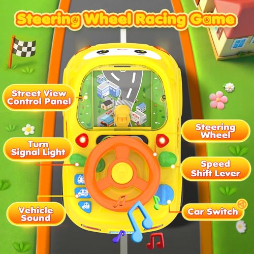 DADAPALS Toddler RC Push Car – Steering Wheel Racing Toy for Ages 1-3 (Yellow)