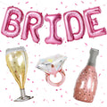Dagelar 40-Inch Pink BRIDE Balloon Set with Diamond Ring & Champagne Foil Balloons for Bachelorette Party