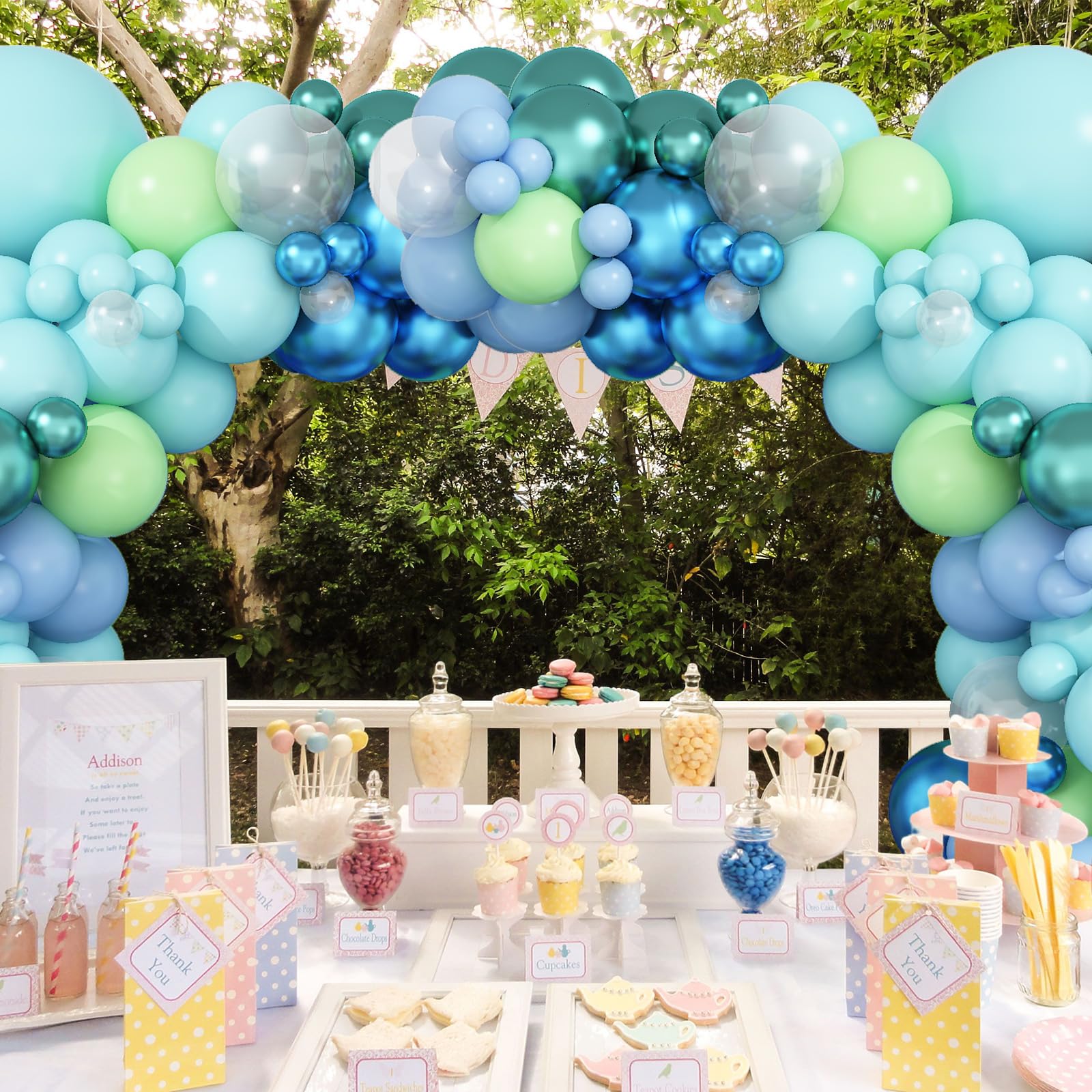 Dagelar Ocean Themed Balloon Arch Kit – 110 Pastel Blue, Teal & Lime Green Balloons for Under the Sea Party Decor