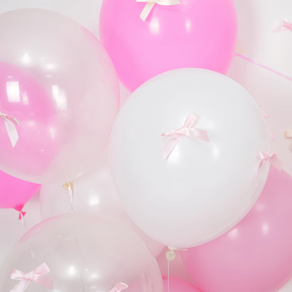 Dagelar Pink Bow Birthday Decor Kit - 38in Foil Balloons, Satin Bows, Banner for Girls Women Party