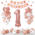 Dagelar Rose Gold 1st Birthday Decoration Set - 21 Piece Balloon Banner Kit for Girls