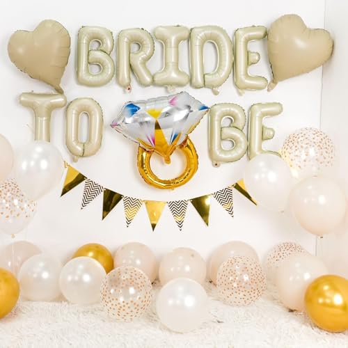 Dagelar Sand White Bachelorette Party Decorations Kit – Nude White Bride To Be Balloons with Gold Accents