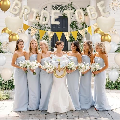 Dagelar Sand White Bachelorette Party Decorations Kit – Nude White Bride To Be Balloons with Gold Accents