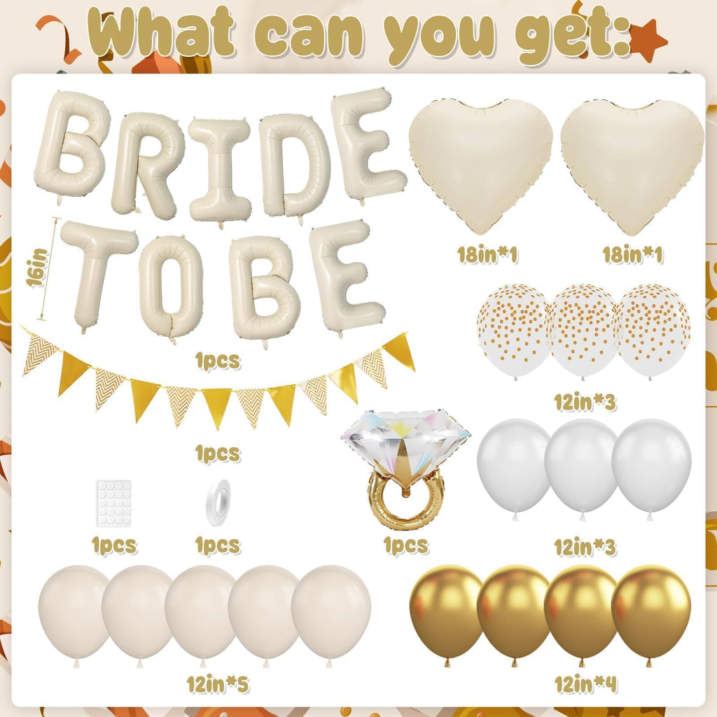 Dagelar Sand White Bachelorette Party Decorations Kit – Nude White Bride To Be Balloons with Gold Accents