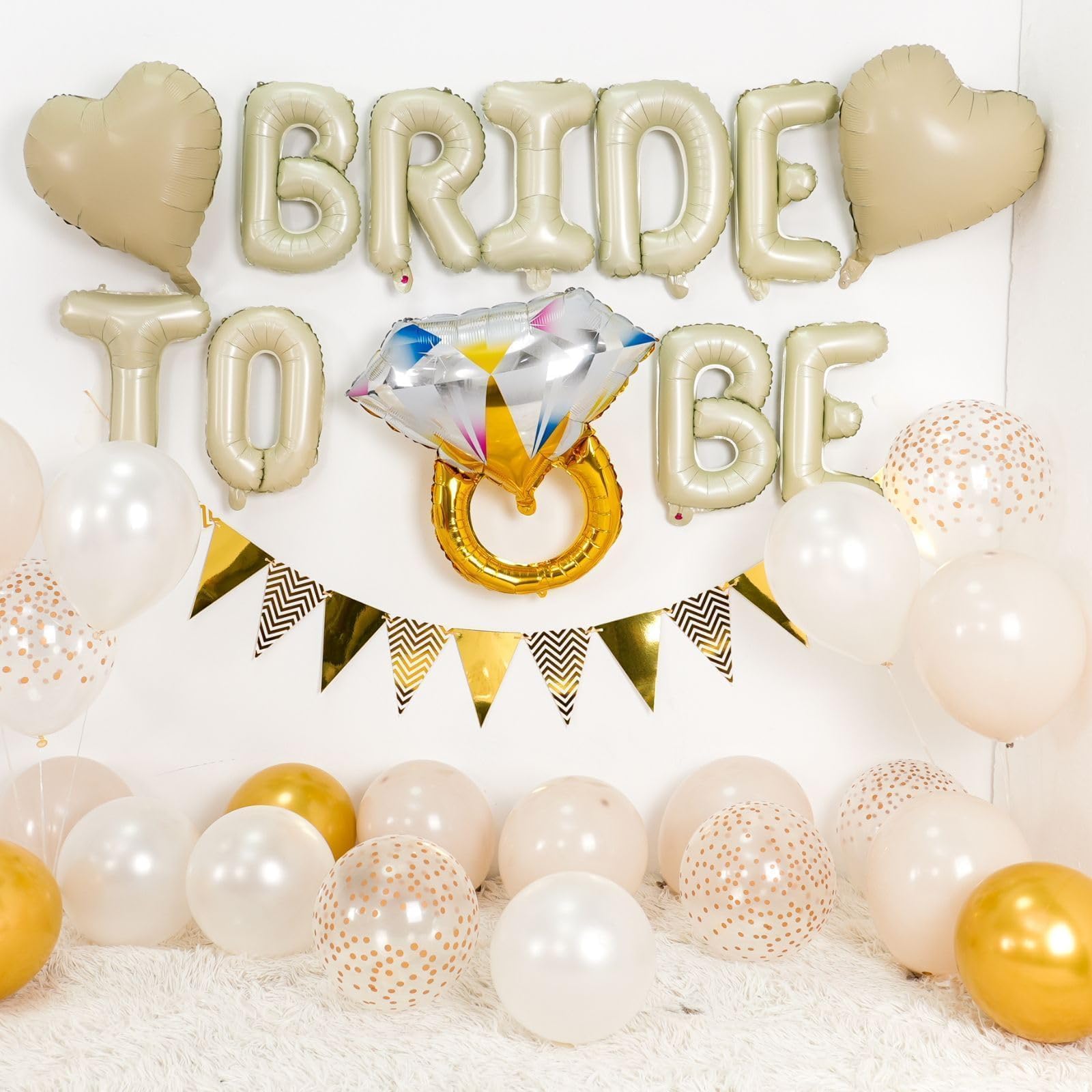 Dagelar Sand White Bachelorette Party Decorations Kit – Nude White Bride To Be Balloons with Gold Accents