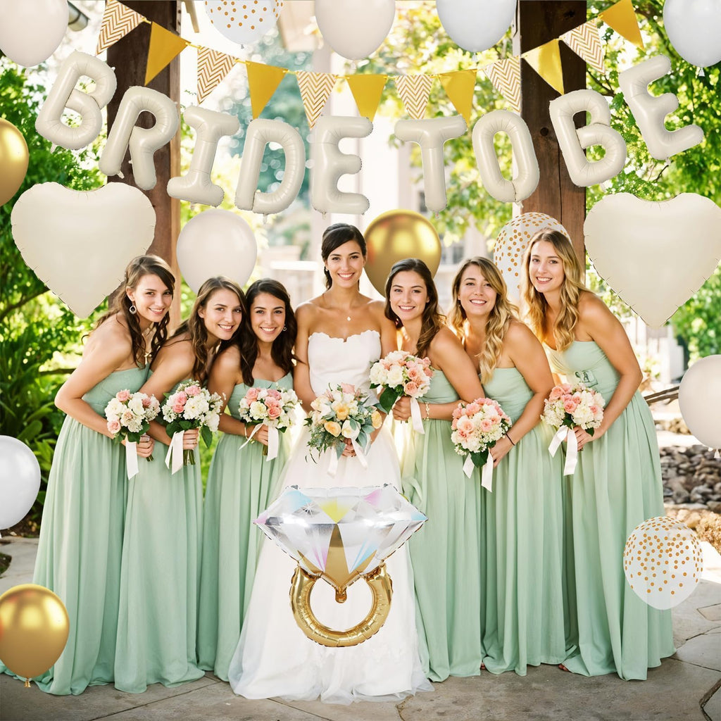 Dagelar Sand White Bachelorette Party Decorations Kit – Nude White Bride To Be Balloons with Gold Accents