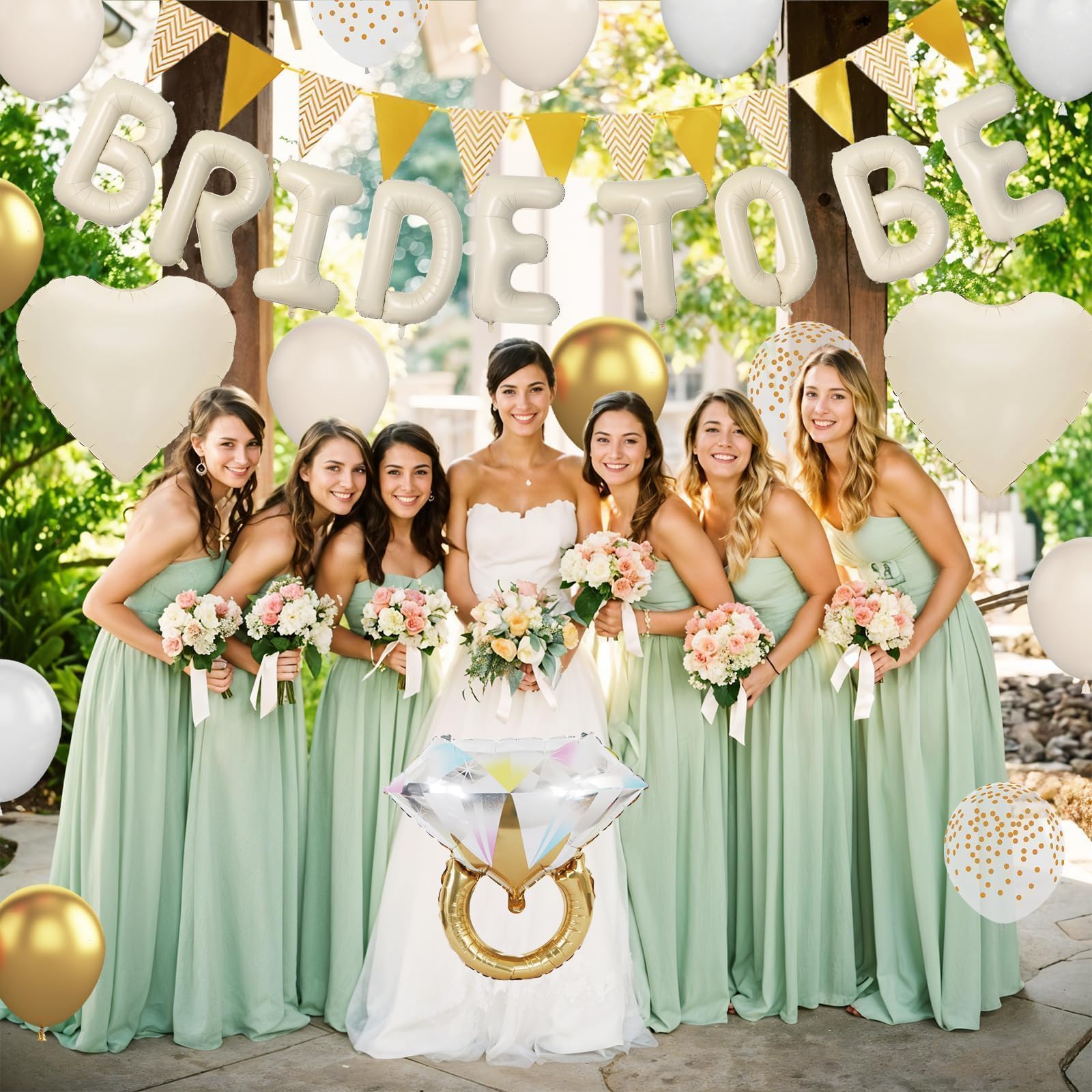 Dagelar Sand White Bachelorette Party Decorations Kit – Nude White Bride To Be Balloons with Gold Accents