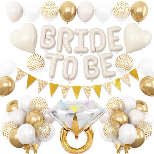 Dagelar Sand White Bachelorette Party Decorations Kit – Nude White Bride To Be Balloons with Gold Accents