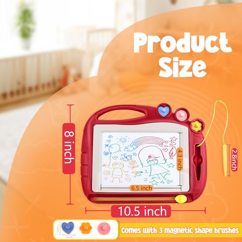 Daisiki Magnetic Drawing Board for Toddlers - 10.5x8 inch Doodle Pad with 3 Stamps and Anti-Lost Pen