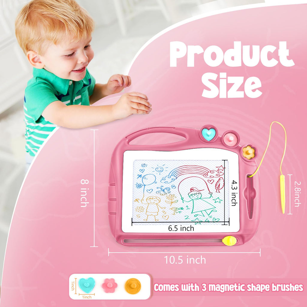 Daisiki Magnetic Drawing Board for Toddlers - Portable, Non-Toxic, BPA-Free Doodle Board with 3 Stamps and Sliding Eraser, Best Gift for 1-3 Year Old Boys Girls