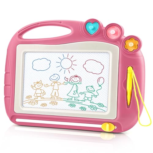 Daisiki Magnetic Drawing Board for Toddlers - Portable, Non-Toxic, BPA-Free Doodle Board with 3 Stamps and Sliding Eraser, Best Gift for 1-3 Year Old Boys Girls