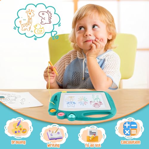 Daisiki Magnetic Drawing Board for Toddlers Ages 1-3 – Portable, Non-Toxic, with Stamps and Sliding Eraser