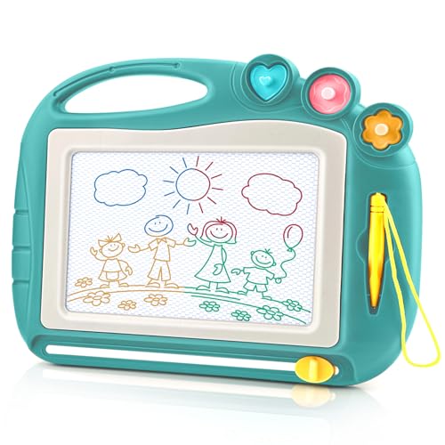 Daisiki Magnetic Drawing Board for Toddlers Ages 1-3 – Portable, Non-Toxic, with Stamps and Sliding Eraser