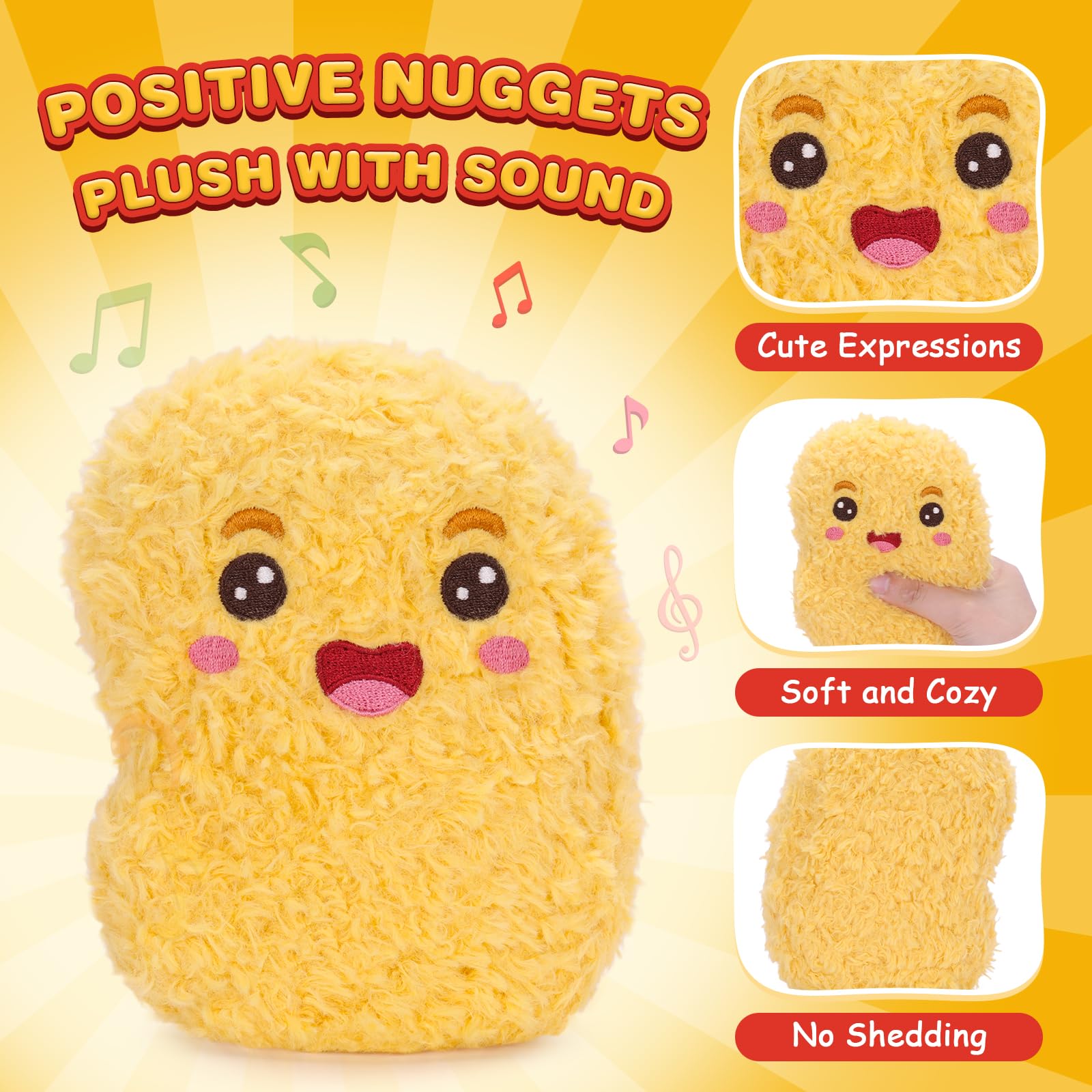 Dalycro Positive Nuggets Plush with Sound - Funny Chicken Stuffed Doll for Teens and Women, Birthday Halloween Gift