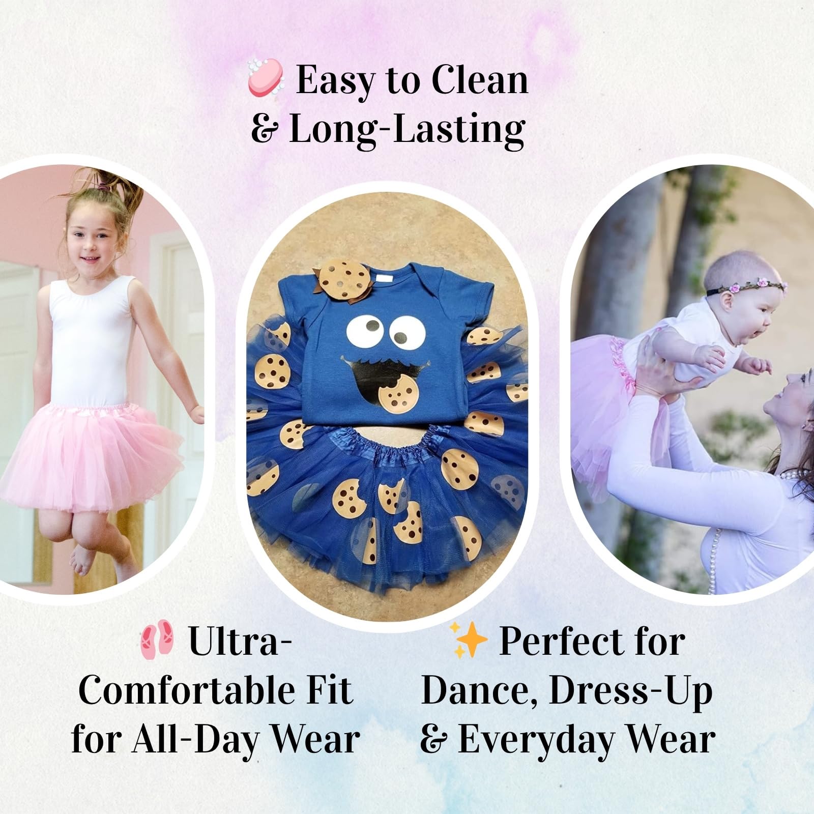 Dancina Tutu Skirt for Girls – Fluffy Tulle with Soft Elastic Waist, Sizes 0M to 13Y