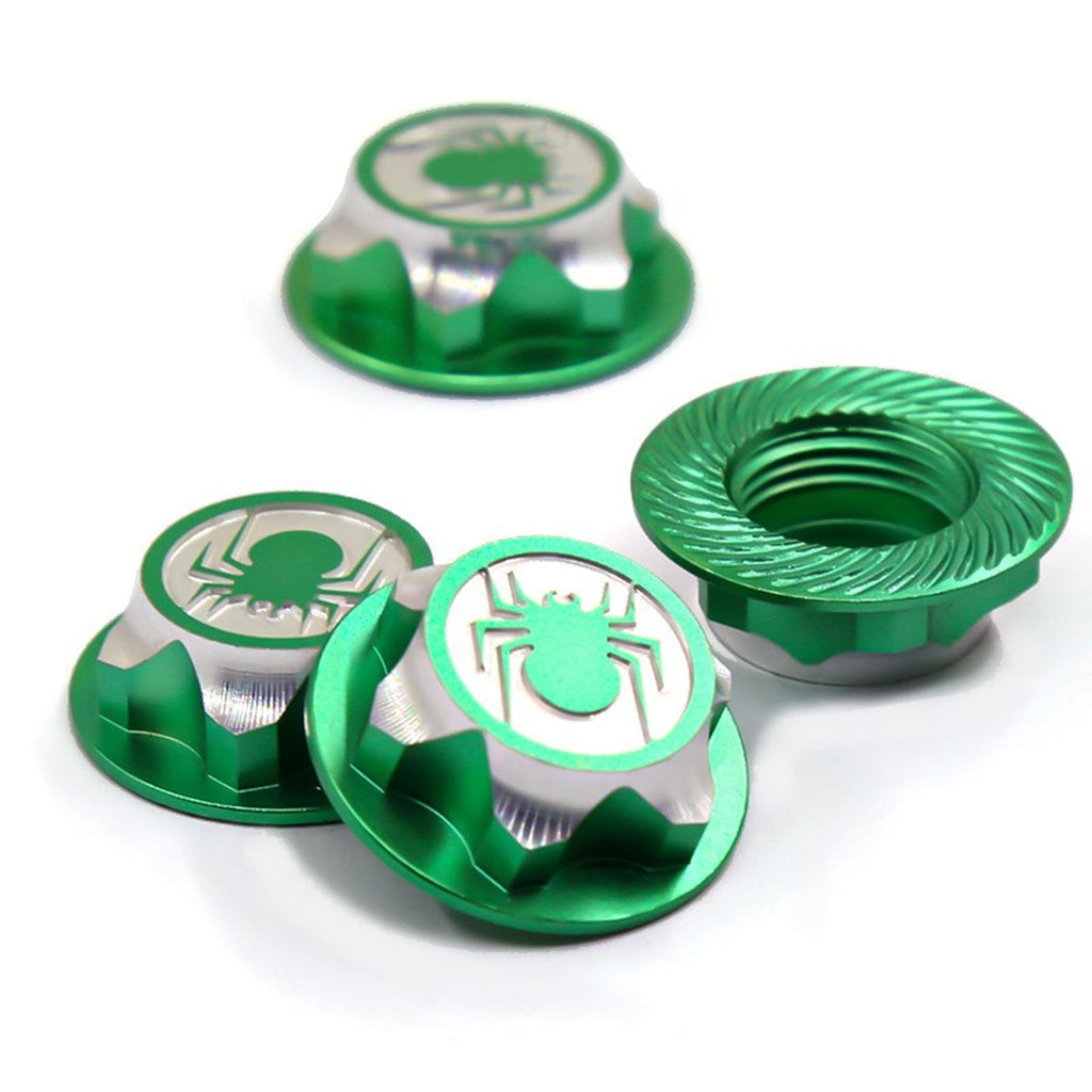 Dantenron 4PCS Green 17mm Hex Wheel Nut Dustproof Anti-Skid Mount Cap for 1/8 RC Buggy Monster Truck - CNC 6061-T6 Aluminum